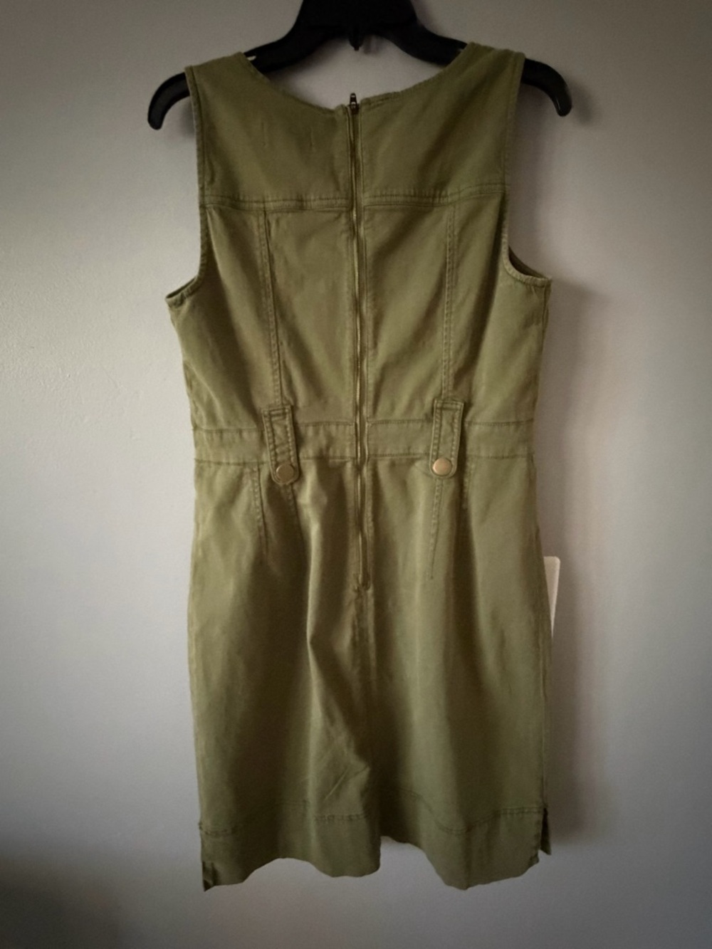 Anthropologie Olive Green Sleeveless Utility Midi Dress, No belt - Picture 4 of 7